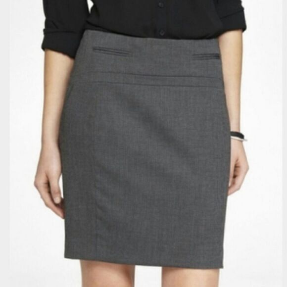 Express Dresses & Skirts - Express Dark Grey 2 Pocket Slitted Hem Pencil Skirt